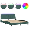 Image de vidaXL Cadre de lit avec LED sans matelas "Hanko" vert foncé 160x200 cm velours