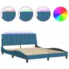 Image de vidaXL Cadre de lit avec LED sans matelas "Hanko" bleu 160x200 cm velours