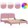 Image de vidaXL Cadre de lit avec LED sans matelas "Hanko" rose 160x200 cm velours