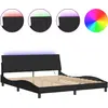 Image de vidaXL Cadre de lit avec LED sans matelas "Hanko" noir 180x200 cm velours