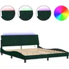 Image de vidaXL Cadre de lit avec LED sans matelas "Hanko" vert foncé 180x200 cm velours
