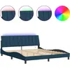 Image de vidaXL Cadre de lit avec LED sans matelas "Hanko" bleu 180x200 cm velours