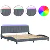 Image de vidaXL Cadre de lit avec LED sans matelas "Hanko" gris foncé 200x200 cm velours