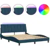 Image de vidaXL Cadre de lit avec LED sans matelas "Hanko" bleu 200x200 cm velours