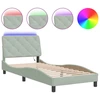 Image de vidaXL Cadre de lit avec LED sans matelas gris clair 90x190 cm velours