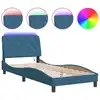 Image de Cadre de lit avec lampes LED bleu 90x190 cm velours