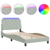 Image de vidaXL Cadre de lit avec LED sans matelas gris clair 100x200 cm velours