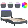 Image de vidaXL Cadre de lit avec LED sans matelas gris foncé 100x200 cm velours
