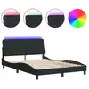 Image de vidaXL Cadre de lit avec LED sans matelas noir 140x190 cm velours