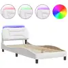 Image de Cadre de lit avec LED Blanc 90x190 cm Similicuir