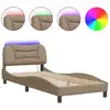 Image de Cadre de lit avec LED Cappuccino-Brun 90x190 cm similicuir