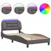 Image de Cadre de lit avec LED Gris 90x200 cm Similicuir