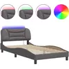 Image de Cadre de lit avec LED Gris 100x200 cm Similicuir