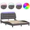 Image de Cadre de lit avec LED Gris 140x190 cm Similicuir
