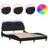 Image de vidaXL Cadre de lit "Viana" avec LED sans matelas noir 140x190 cm