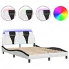 Image de vidaXL Cadre de lit "Viana" avec LED sans matelas Blanc et noir 140x200 cm