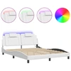 Image de vidaXL Cadre de lit "Viana" avec LED sans matelas blanc 160x200 cm