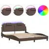 Image de vidaXL Cadre de lit "Viana" avec LED sans matelas Marron 160x200 cm