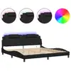 Image de Cadre de lit avec LED Noir 200x200 cm Similicuir