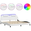 Image de Cadre de lit avec LED Blanc 200x200 cm Similicuir