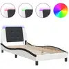 Image de vidaXL Sommier avec LED sans matelas « Zadar » blanc et noir 80 x 200 cm