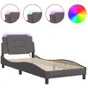 Image de vidaXL Sommier avec LED sans matelas « Zadar » gris 90 x 190 cm