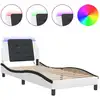 Image de vidaXL Sommier avec LED sans matelas « Zadar » blanc et noir 90 x 200 cm