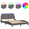 Image de vidaXL Cadre de lit avec LED sans matelas « Zadar » gris 140 x 190 cm