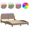 Image de Sommier vidaXL avec éclairage LED, sans matelas « Zadar », marron cappuccino, 140 x 190 cm