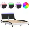 Image de vidaXL Sommier avec LED sans matelas « Zadar » blanc et noir 140 x 200 cm