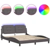 Image de vidaXL Sommier avec LED sans matelas « Zadar » gris 160 x 200 cm