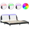 Image de vidaXL Cadre de lit avec LED sans matelas « Zadar » noir et blanc 200 x 200 cm