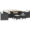 Image de vidaXL Ensemble de salon de jardin 6 pièces avec coussins noir poly rotin