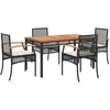 Image de vidaXL Ensemble de jardin 5 pièces avec coussins Noir Poly Rattan
