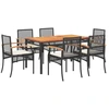 Image de vidaXL Ensemble de jardin 7 pièces avec coussins Noir Poly Rattan