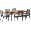 Image de vidaXL Ensemble de jardin 7 pièces avec coussins Noir Poly Rattan