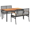 Image de vidaXL Ensemble de jardin 3 pièces avec coussins Noir Poly Rattan