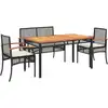Image de vidaXL Ensemble de jardin 4 pièces avec coussins Noir Poly Rattan