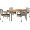 Image de vidaXL Ensemble de jardin 5 pièces avec coussins Gris Poly rotin