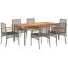 Image de vidaXL Ensemble de jardin 7 pièces avec coussins Gris Poly rotin