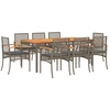 Image de vidaXL Salon de jardin 9 pièces avec coussins Gris Poly Rattan