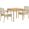Image de vidaXL Ensemble de jardin 3 pièces avec coussins Beige Poly Rattan