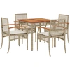 Image de vidaXL Salon de jardin 5 pièces avec coussins Beige Poly Rattan