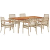 Image de vidaXL Ensemble de jardin 7 pièces avec coussins Beige Poly rotin