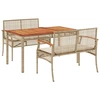 Image de vidaXL Ensemble de jardin 3 pièces avec coussins Beige Poly Rattan