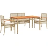 Image de vidaXL Salon de jardin 5 pièces avec coussins Beige Poly Rattan