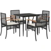 Image de vidaXL Ensemble de jardin 5 pièces avec coussins Noir Poly Rattan