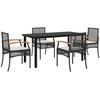 Image de vidaXL Ensemble de jardin 5 pièces avec coussins Noir Poly Rattan
