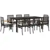 Image de vidaXL Salon de jardin 9 pièces avec coussins noir poly rotin