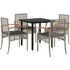 Image de vidaXL Ensemble de jardin 5 pièces avec coussins Gris Poly rotin